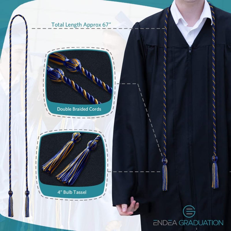 Endea Graduation Single Honor Cord Two-Color (Royal Blue/Gold) - Image 3
